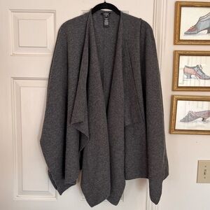 Lafayette 148 Grey Cashmere Wrap Sweater